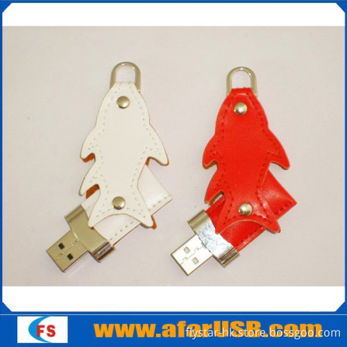 Factory price fish shape leather USB flash drive with high speed usb 2.0